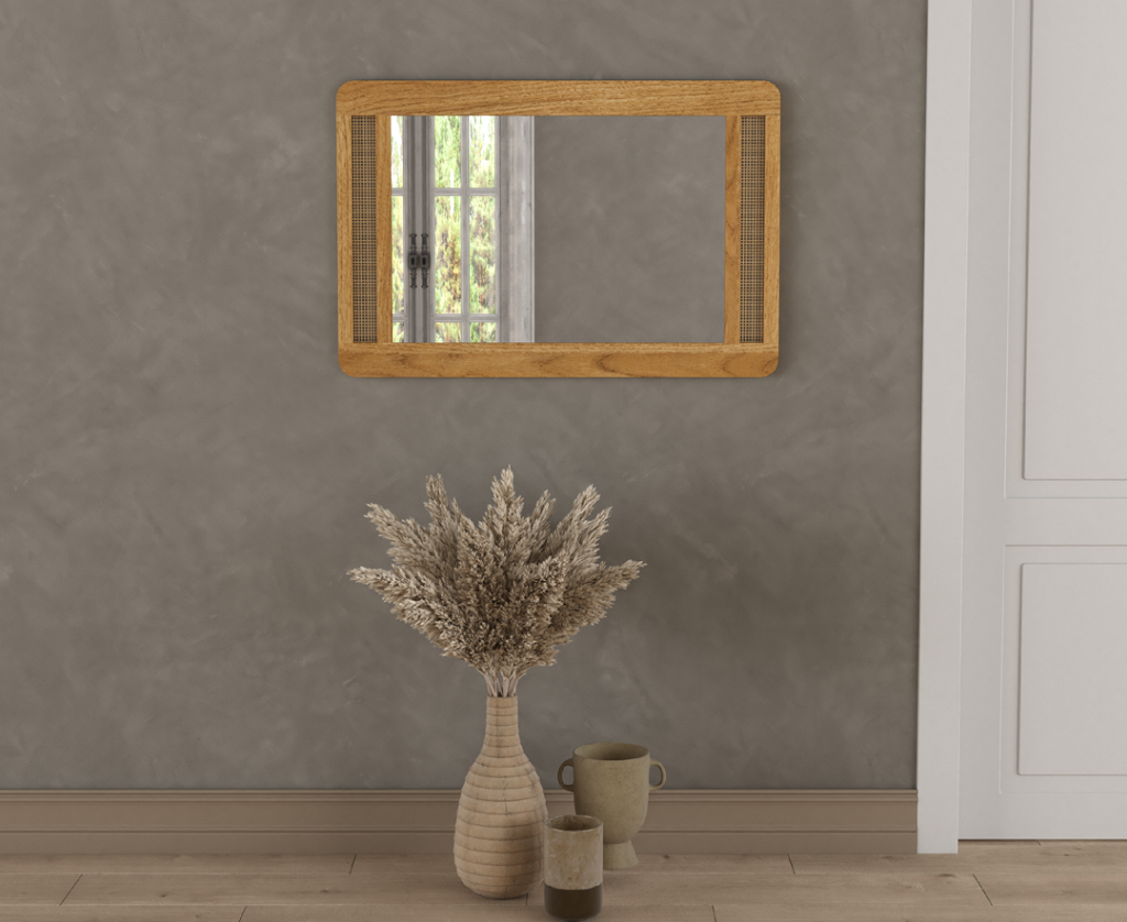 Oak Rattan Wall Mirror