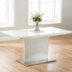 Extending Alessio 160cm White High Gloss Dining Table | Bed Sava