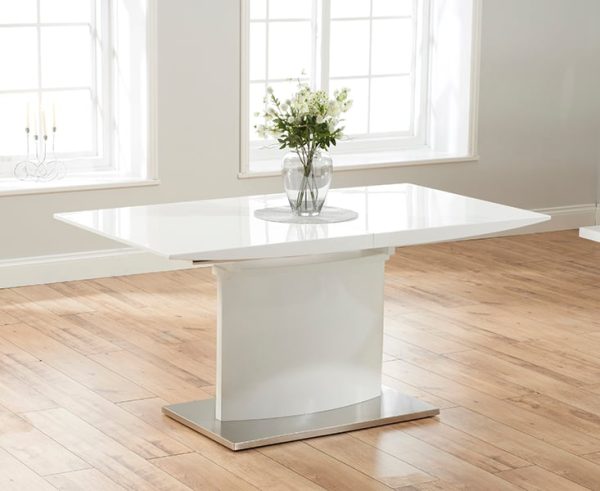 Extending Alessio 160cm White High Gloss Dining Table | Bed Sava
