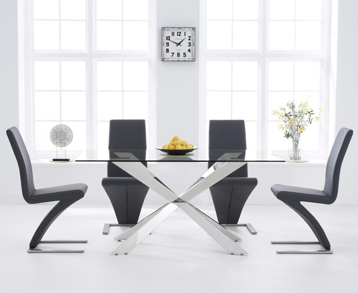 Canova 160cm Glass Dining Table with 4 White Aldo Chairs