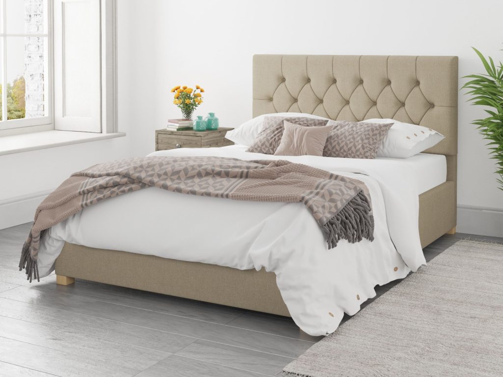 Aspire Olivier Ottoman Bed Eire Linen Natural - Kingsize