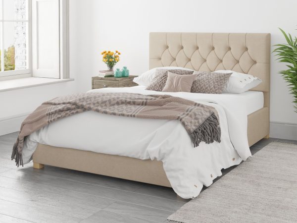 Aspire Olivier Ottoman Bed Kimiyo Linen Beige  Double | Bed Sava