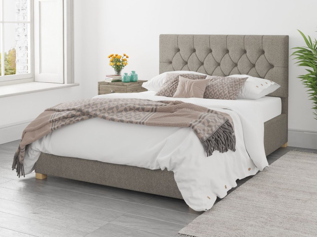 Aspire Olivier Ottoman Bed Saxon Twill Grey - Kingsize