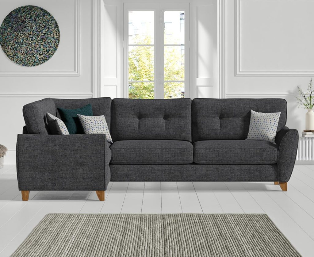 Florin Charcoal Grey Fabric Left Hand Facing Corner Sofa