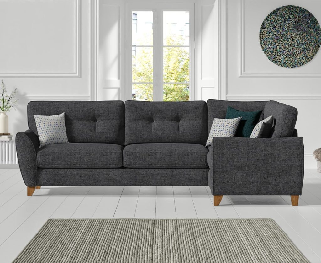 Florin Charcoal Grey Fabric Right Hand Facing Corner Sofa