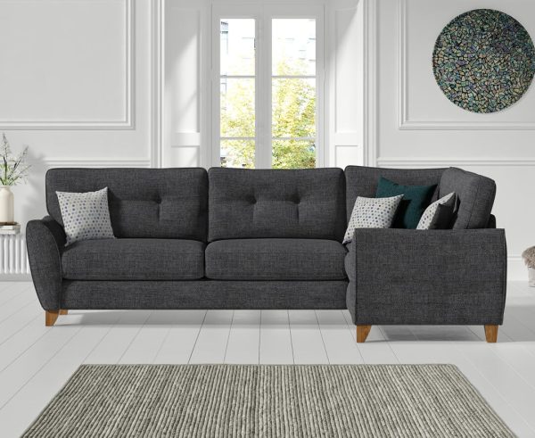Florin Charcoal Grey Fabric Right Hand Facing Corner Sofa | Bed Sava