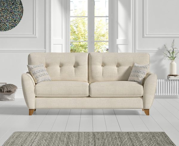 Florin Cream Fabric Three Seater Sofa | Bed Sava