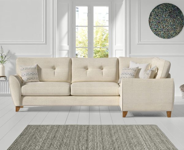 Florin Cream Fabric Right Hand Facing Corner Sofa | Bed Sava
