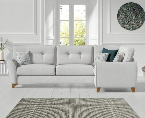 Florin Light Grey Fabric Right Hand Facing Corner Sofa | Bed Sava