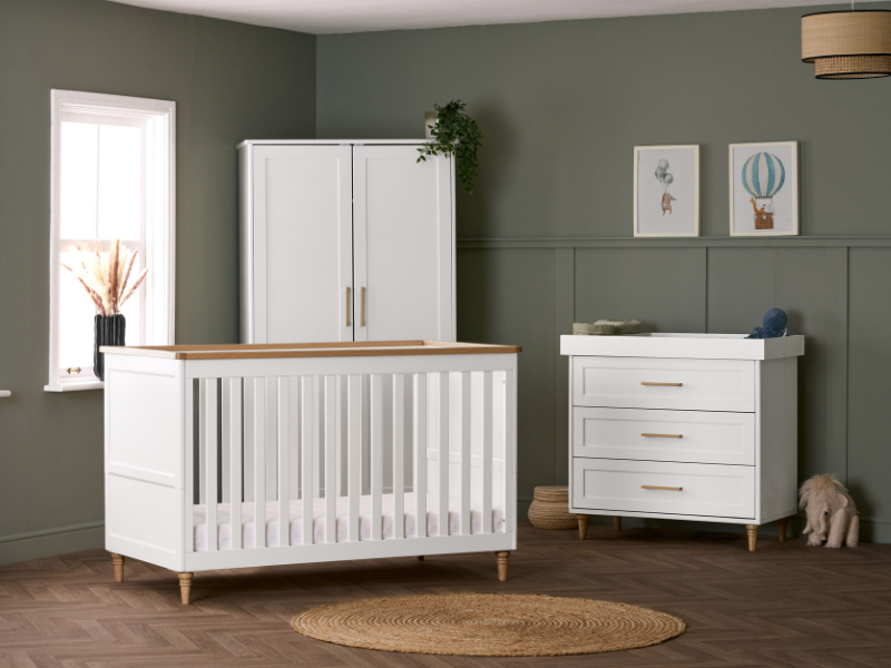 Obaby Orla 3 Piece Room Set - White with Natural