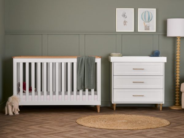 Obaby Orla 2 Piece Room Set  White with Natural | Bed Sava