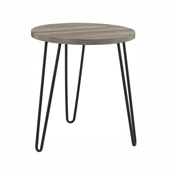 Dorel Owen Retro Round End Table Weathered Oak | Bed Sava