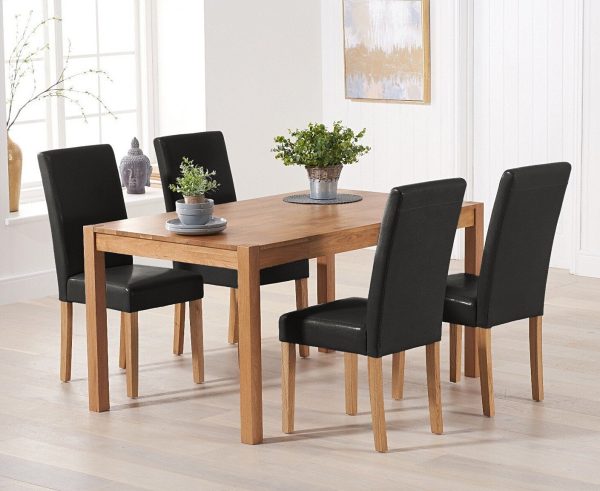 York 120cm Solid Oak Dining Table with 4 Cream Olivia Chairs | Bed Sava