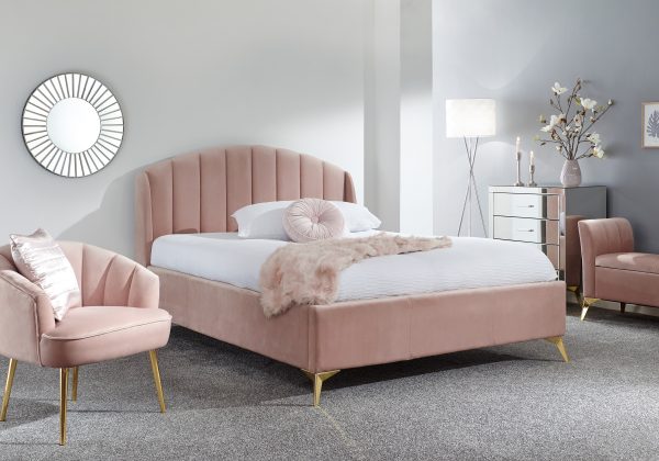 GFW Pettine 135cm End Lift Ottoman Bed  Blush Pink | Bed Sava