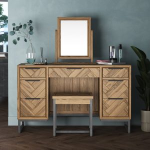 Herringbone Solid Oak Dressing Table Set | Bed Sava