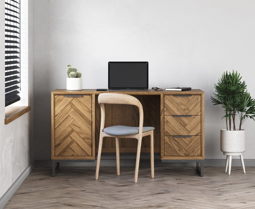 Herringbone Solid Oak Computer Desk