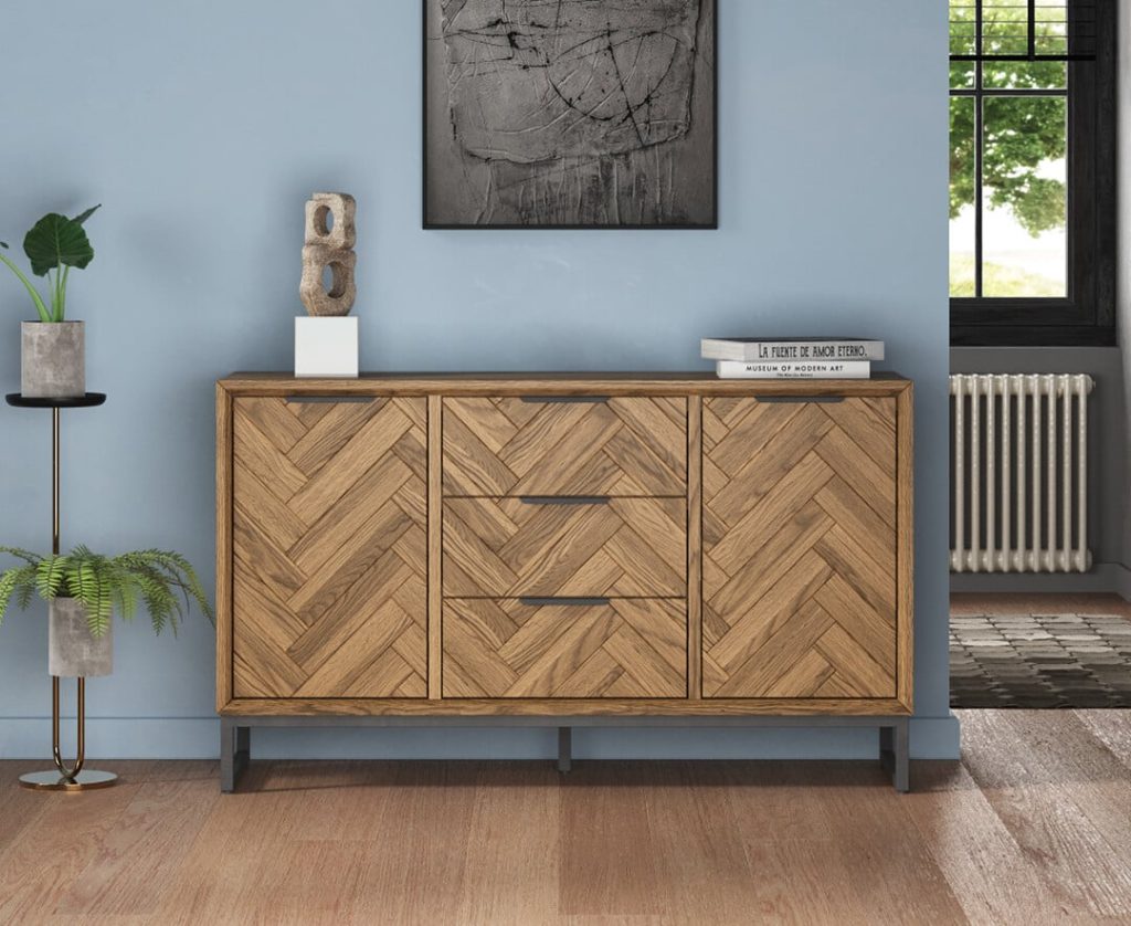 Herringbone Solid Oak Large Sideboard