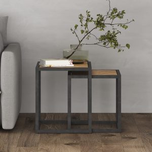 Herringbone Solid Oak Nest of Tables | Bed Sava