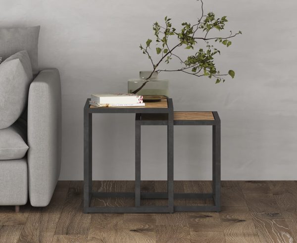 Herringbone Solid Oak Nest of Tables | Bed Sava