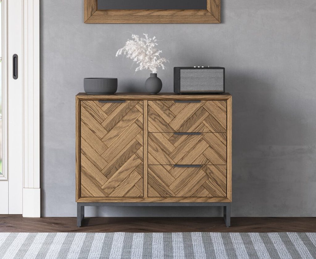 Herringbone Solid Oak Small Sideboard