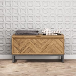 Herringbone Solid Oak Blanket box | Bed Sava