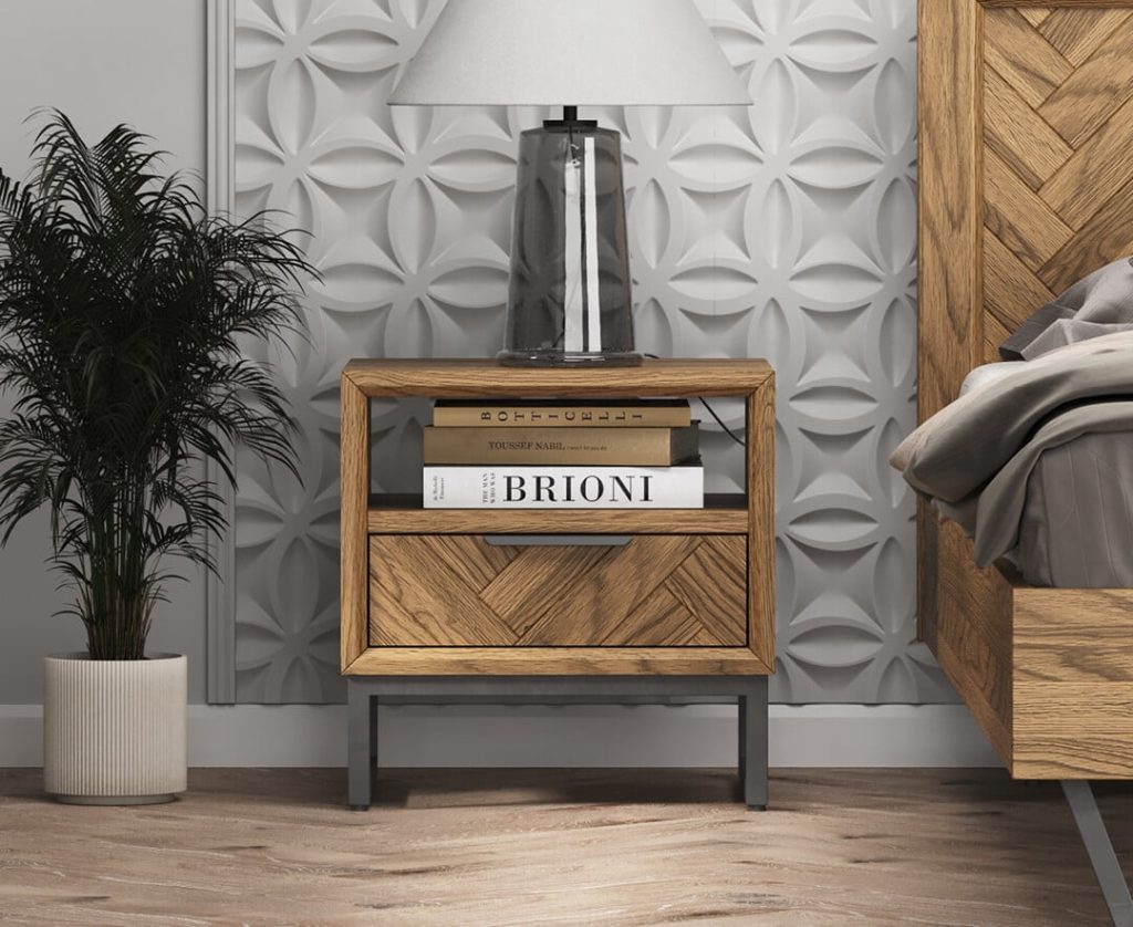 Herringbone Solid Oak Lamp Table