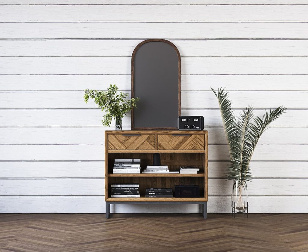 Herringbone Solid Oak Console Table