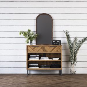 Herringbone Solid Oak Console Table | Bed Sava