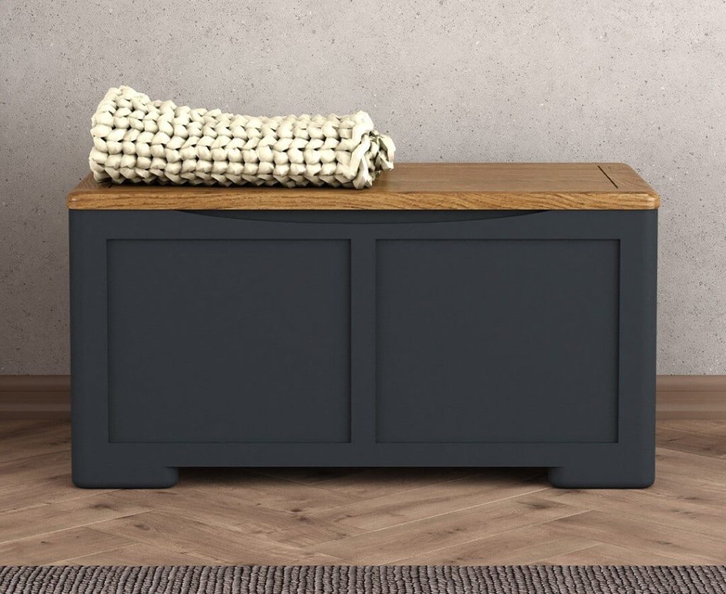 Pembridge Oak and Dark Blue Painted Blanket Box