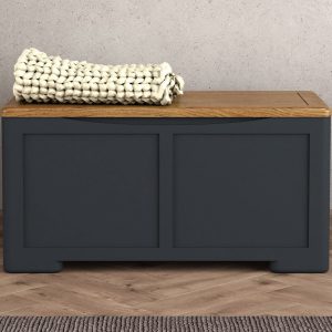 Pembridge Oak and Dark Blue Painted Blanket Box | Bed Sava