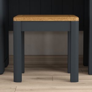 Pembridge Oak and Dark Blue Painted Dressing Table Stool | Bed Sava