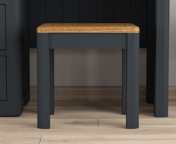 Pembridge Oak and Dark Blue Painted Dressing Table Stool | Bed Sava