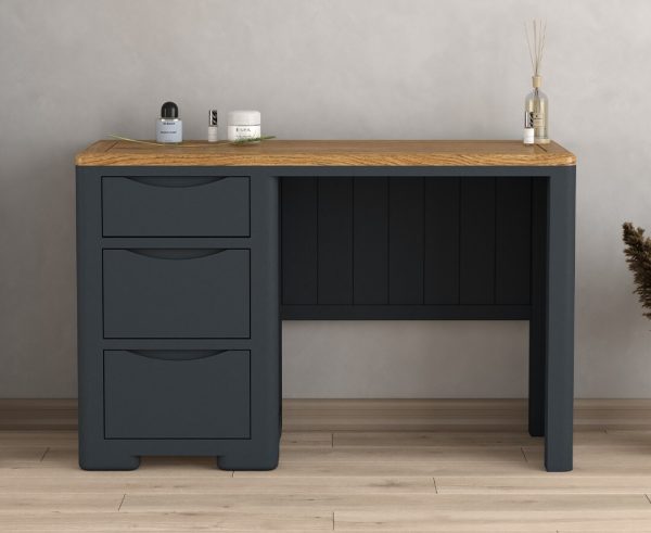 Pembridge Oak and Dark Blue Painted Dressing Table  Compact Desk | Bed Sava