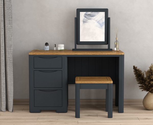 Pembridge Oak and Dark Blue Painted Dressing Table Set | Bed Sava