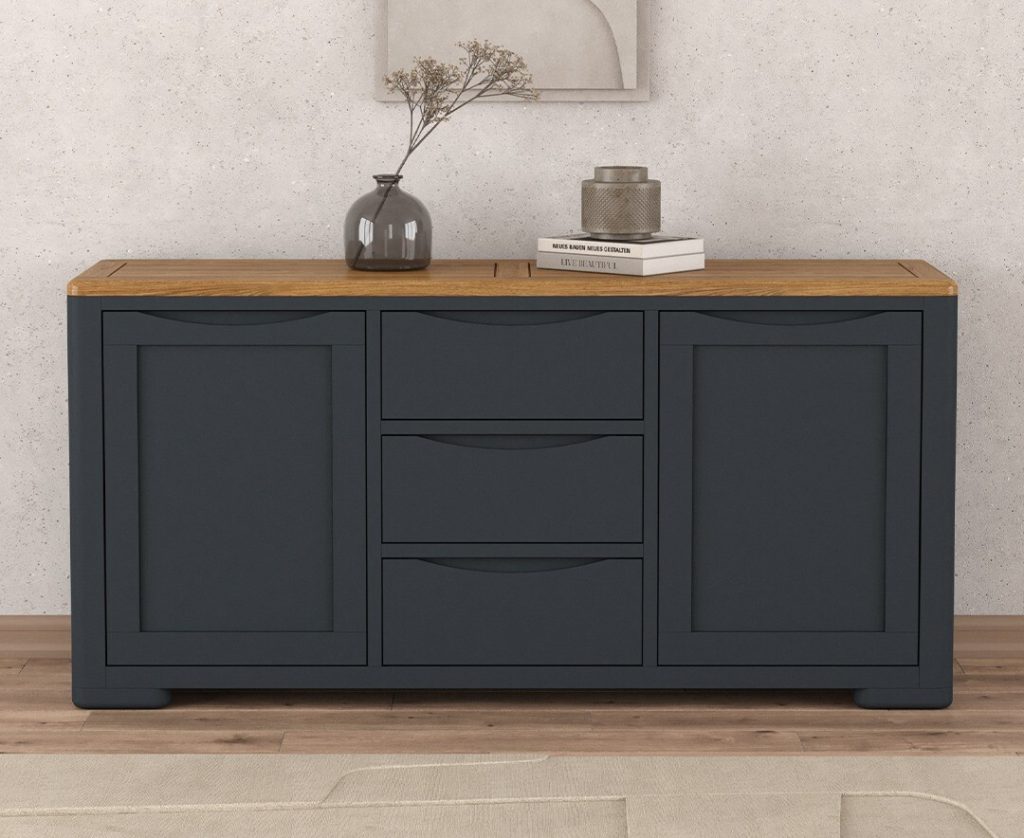Pembridge Oak and Dark Blue Painted Extra Large Sideboard