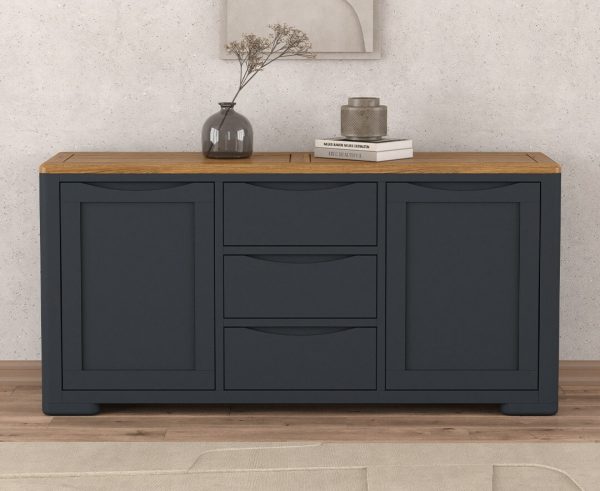 Pembridge Oak and Dark Blue Painted Extra Large Sideboard | Bed Sava