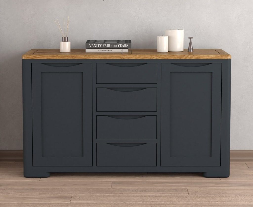 Pembridge Oak and Dark Blue Painted Large Sideboard