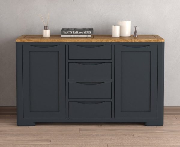 Pembridge Oak and Dark Blue Painted Large Sideboard | Bed Sava