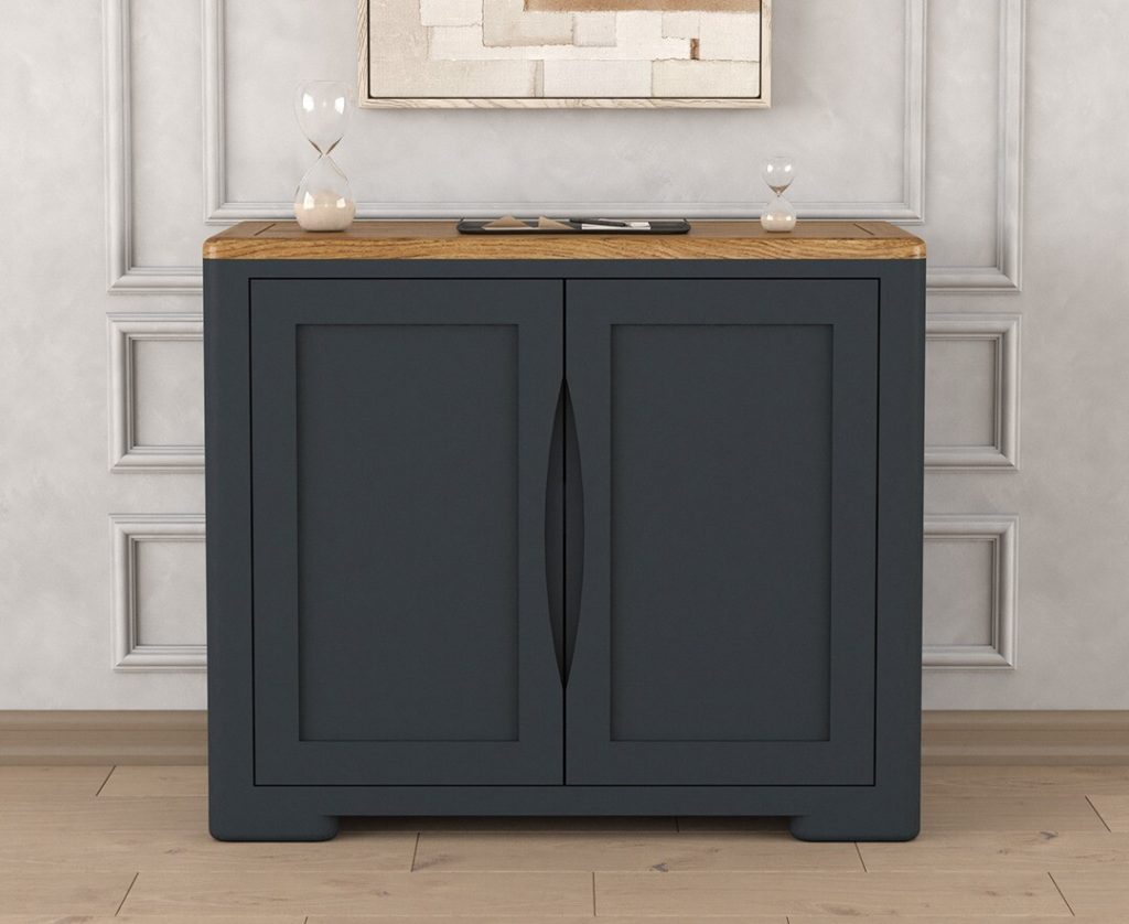 Pembridge Oak and Dark Blue Painted Small Sideboard