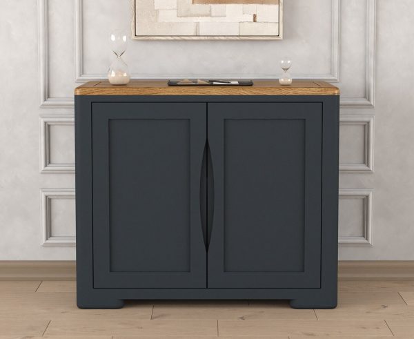 Pembridge Oak and Dark Blue Painted Small Sideboard | Bed Sava