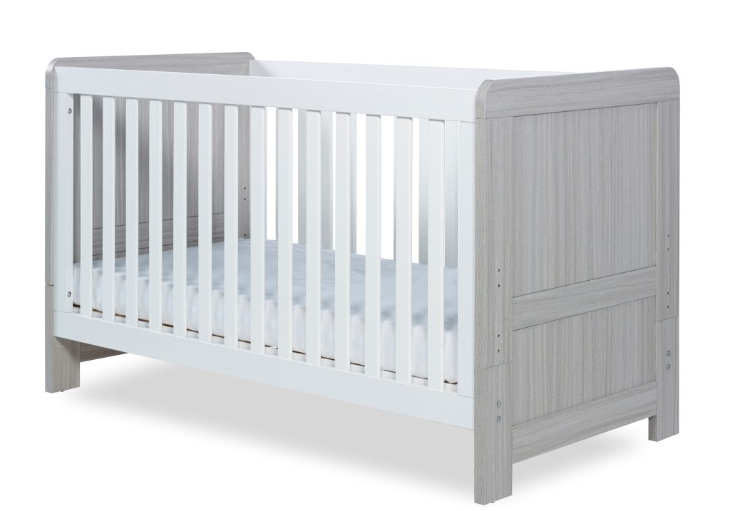 Ickle Bubba Pembrey Cot Bed-Ash Grey & White