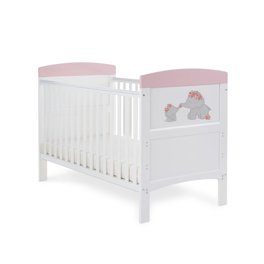 Obaby Grace Inspire Cot Bed - Me & Mini Me Elephants - Pink