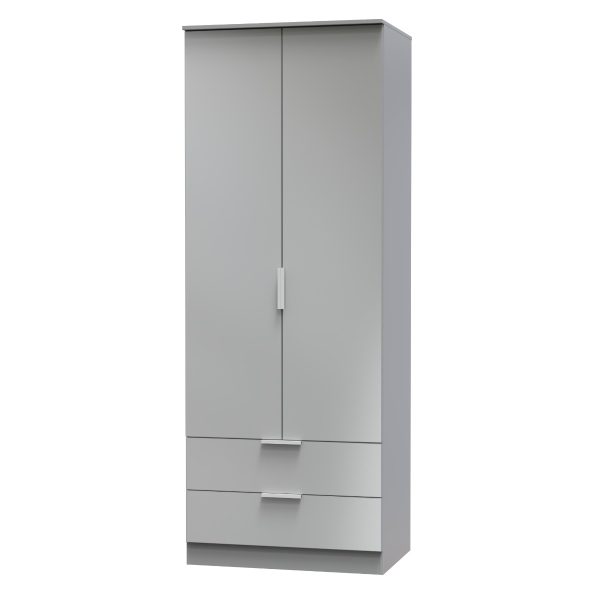 Welcome Furniture Plymouth 2ft6in 2 Drawer Robe Dust Grey | Bed Sava