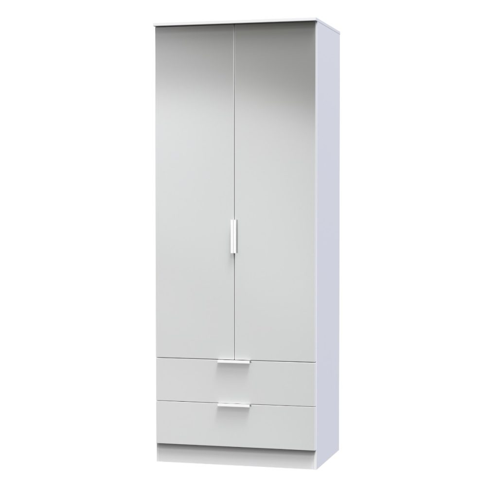 Welcome Furniture Plymouth Tall 2ft6in 2 Drawer Robe White Matt