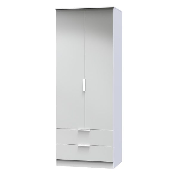 Welcome Furniture Plymouth Tall 2ft6in 2 Drawer Robe White Matt | Bed Sava