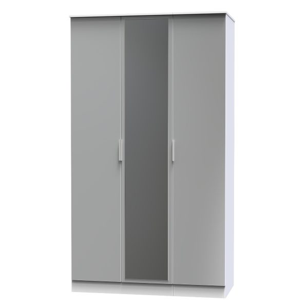 Welcome Furniture Plymouth Tall Triple Mirror Robe White Matt | Bed Sava