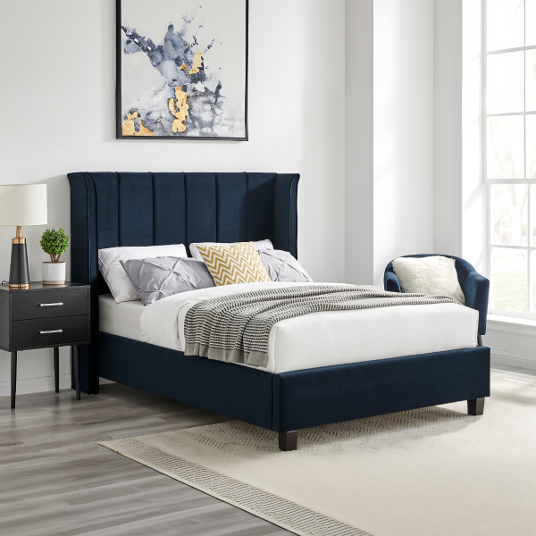 Limelight Polaris Recycle Fabric Bed Frame Navy Blue  Kingsize | Bed Sava