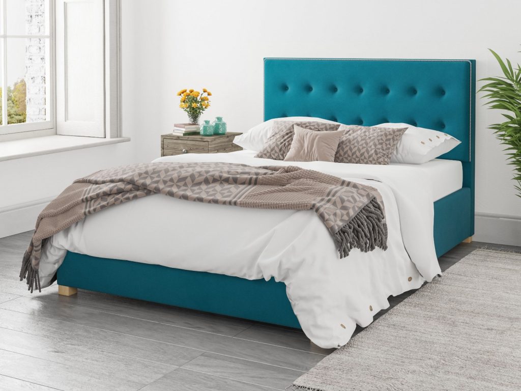 Aspire Presley Ottoman Bed Plush Velvet Teal - Single