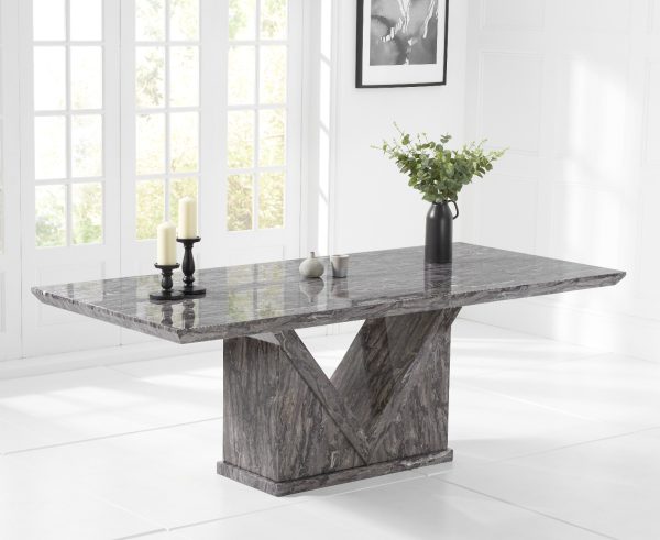 Milan 220cm Grey Marble Dining Table | Bed Sava