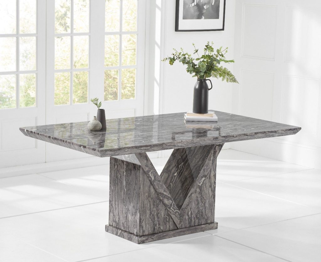 Milan 160cm Grey Marble Dining Table